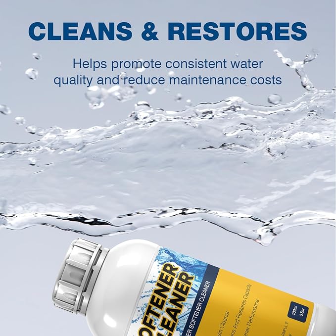 4-Pack Liquid Water Softener Cleaner, Water Softener Cleaner Solution Universal Cleanser for Hardwater Systems, 4 Ounce Bottle