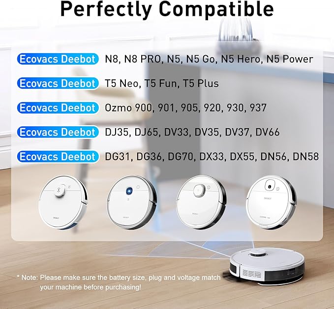 NASTIMA 14.8V 3200mAh 47.36Wh Li-ion Battery Compatible with Ecovacs Deebot N8, Deebot N8 Pro, Deebot N8+, Deebot N5, Deebot T5 Neo, Ozmo 900, Ozmo 920, Ozmo 930, Replacement Battery with BMS