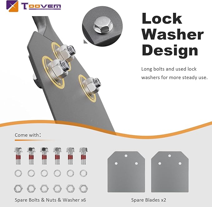 4 Inch SDS Plus Floor Scraper Kit, 4 x 10 Inch Tile Removal Chisel Tool with Spare Blades, Bolts, Nuts, Lock Washers, Removes Thinset Adhesives Wall Scraper, fits SDS-Plus Rotary Hammers