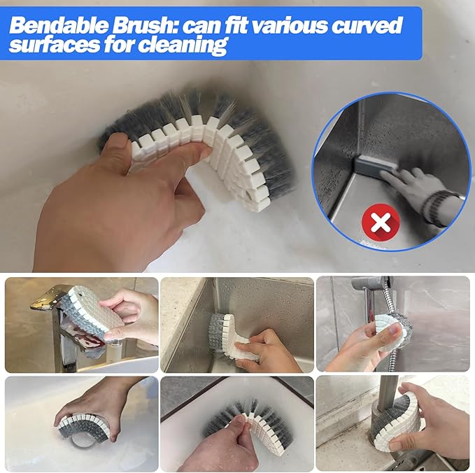 XANGNIER Bathtub Cleaning Brush Tools Kit,3 Pcs Bath Tub Scrubber Cleaner Brush with Long Handle,Shower Scrub Brushes Set for Cleaning Bathroom,Tile,Grout,Wall,Toilet,Kitchen,Sink,Floor,Carpet