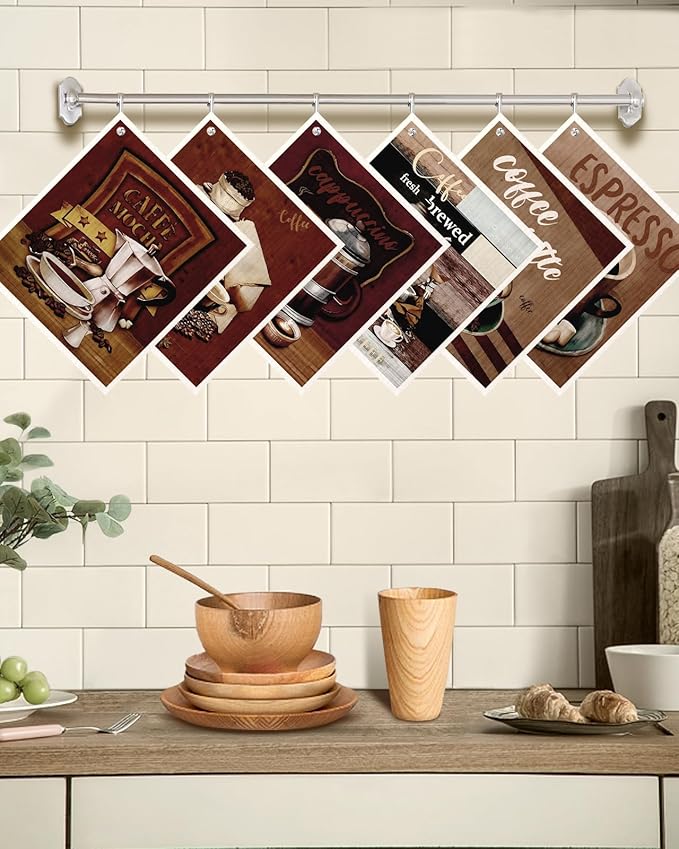 Miss Adola Kitchen Swedish Dishcloths with Hooks - 6 Pack Reusable Dish Cloths for Washing Dishes Fast Drying Cute Fun Swedish Dish Towels Washable Cleaning Sponge, Brown Coffee