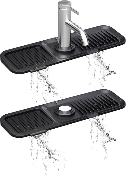 Kitchen Sink Splash Guard, Black 5° Sloped, Silicone Draining Mat for Kitchen Sink, Faucet Mat For Kitchen Sink, Silicone Sink Splash Guard From Luxury Lineup