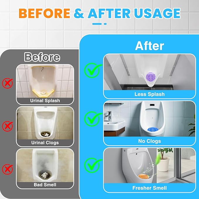 16 Pack Urinal Deodorizer Screen with 100 Gloves, 3D Wave Anti-Splash Odor Protection Urinal Cakes for Men Toilets Dry Wet Urinal Deodorant Bathroom Office Mall Hotel Four Scents Urinal Mats