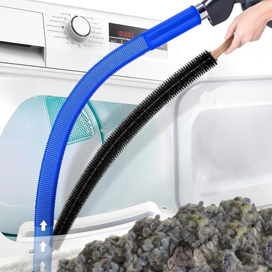 2 Pieces Dryer Vent Cleaner Kit Compatible with Most Vacuum Cleaner, Dryer Lint Brush and Vacuum Hose Attachment, Quickly Lint Remover, Deep Blue