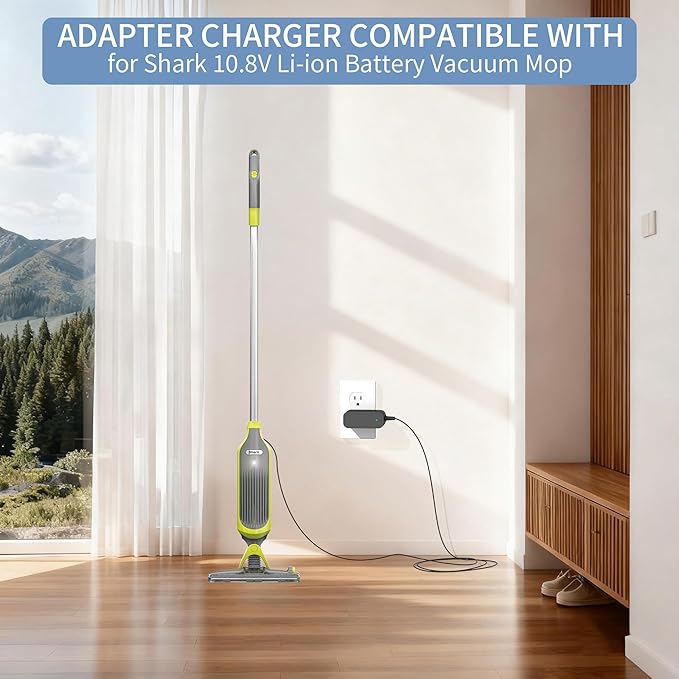 13.3V Charger for 10.8V Battery Vacuum Mop Compatible with Shark VM200(Old) VM200C VM252 VM401 UM200 UM205 VC200 VC205 VM190 10.8V Li-ion Battery Hard Floor Vacuum Mop Adapter Charger