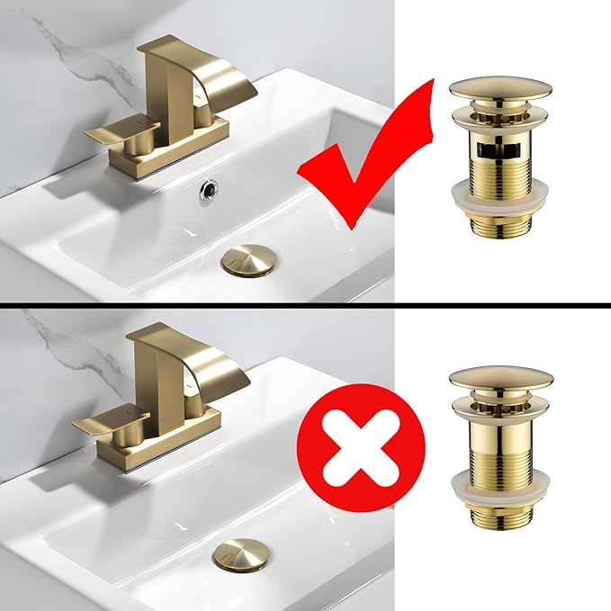 Thickened Brass P Trap Set: 1-1/4 P Trap with Bathroom Sink Stopper - Sink Drain Plumbing Kit for Pipe Replacement (Brushed Gold, with Overflow)