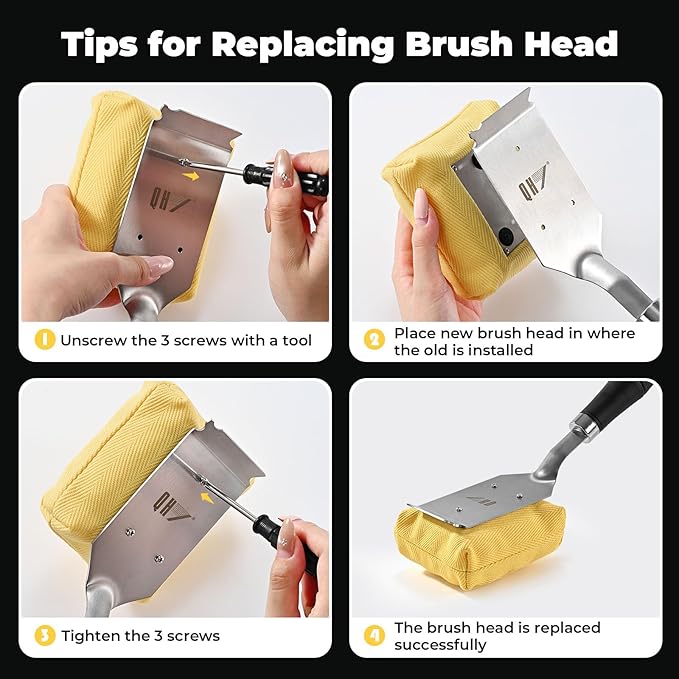 Bristle Free Steam Cleaning Grill Brush,1 Replaceable Head for Any Grate Type - 17” Long Handle w/One-Fit-All Scraper - BBQ Accessories Cleaner for Outdoor Grill - Gifts for Men/Dad