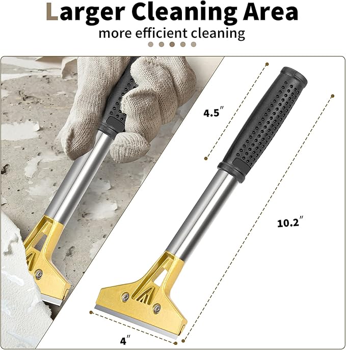 Razor Blade Scraper, 4 inch Scraper Tool with 10PCS Extra Metal Blades, Large Cleaning Razor Scraper, Floor Scraper, Glass Stove top Scraper, Window Scraper for Paint, Gum, Glue Remover