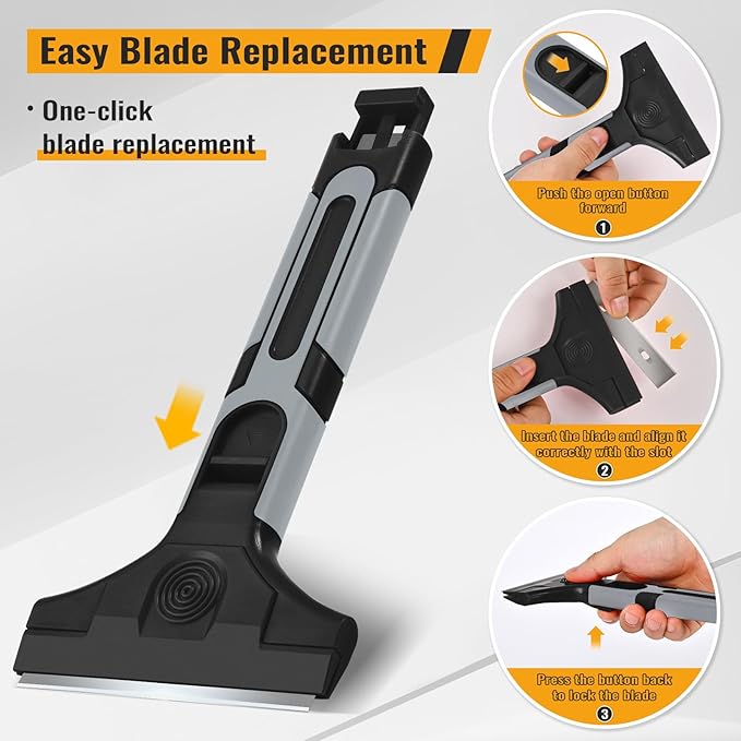 4" Razor Blade Scraper, Scraper Tool with 15pcs Razor Blades, Scrapper for Cleaning Paint, Sticker & Caulk Remover Tool, Glass Scraper for Windows, Stove Top, Oven, Cooktop, Floor, Tile