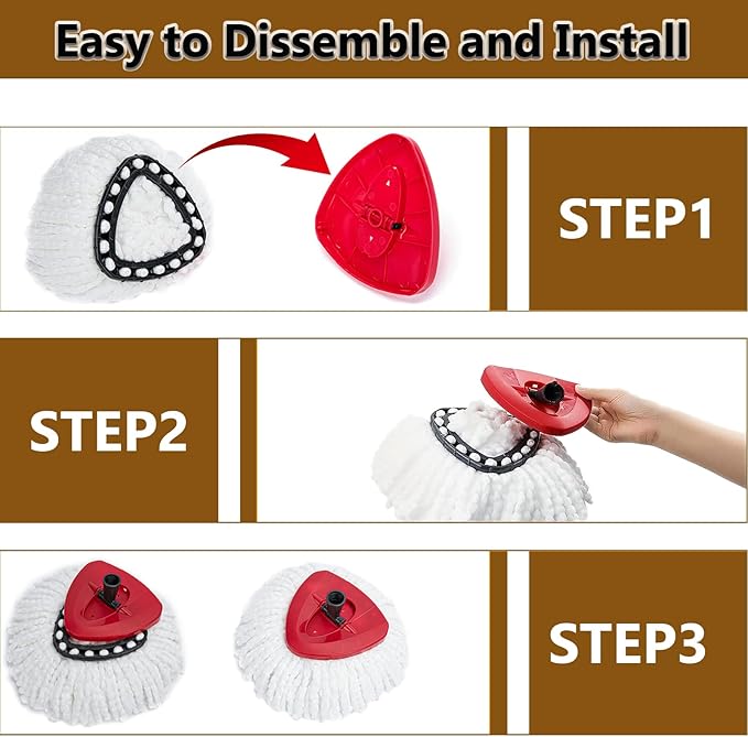 20Pack Spin Mop Replacement Heads,100% Microfiber Mop Head Replacement Compatible with Triangle Spin Mop, Easywring 1-Tank System, Easy Cleaning, Microfiber, Machine Washable