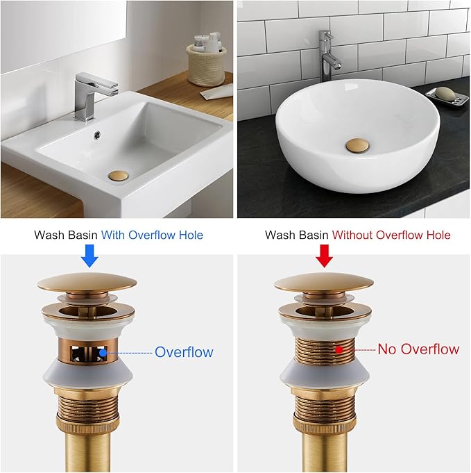 Solid Brass Adjustable 1-1/4 Bottle Trap with Overflow Drain Stopper Set, Bathroom Sink P-Trap Complete Set Sink Drain Kit Tube, Antique