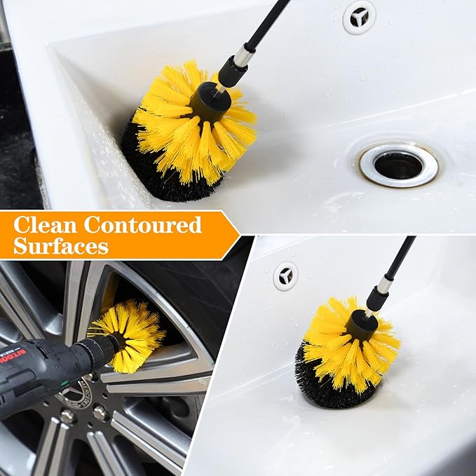 6pcs Drill Brush Attachment Set, for Tile Grout, Bathroom, Kitchen, Car Wheel, Floor, Sink, Corner