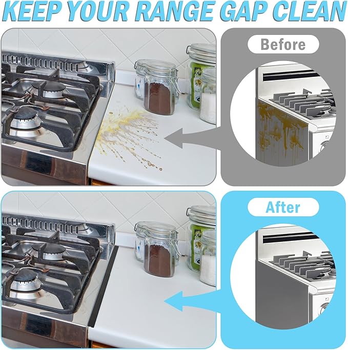Esmorah Stainless Steel Stove Gap Covers, Oven Gap Filler Perfect for Kitchen Stove and Counter Side Guard, Heat Resistant with Easy Clean, Retractable Length 13.8" to 27.5" Black (2 Pack)