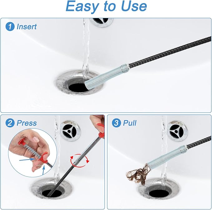 uxcell 118.11" Drain Clog Remover, Gutter Cleaning Tools Drain Cleaner, Flexible Grabber Claw Pick Up Reacher for Kitchen Bathroom Tub
