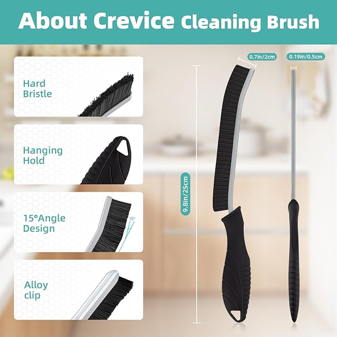 2 Pack Cleaning Brush, Grout Brush, Hard Bristle Crevice Cleaning Brush, Multifunctional Deep Cleaning Supplies for Swimming, Walls, Shower, Bathroom, Tile, Kitchen,Tub, Sink, Toilet (2, Black)