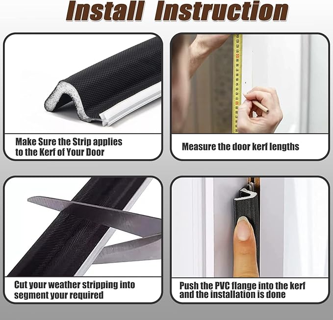 Door Frame Kerf Non-Adhesive Weather Stripping Seal Strip PU Foam, PE Cover, Groove Slot Installation for Large Gap, Sound Heat Insulation, Dust Water Prevention (26ft, White Flanged)
