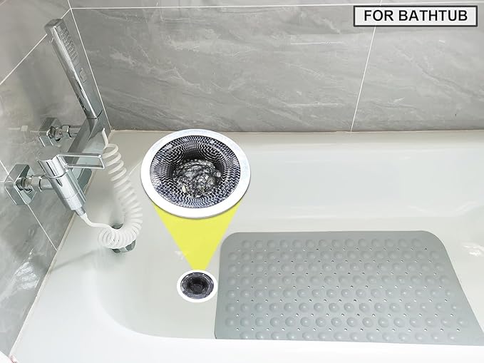 Seatery 2.75" Top / 1.0" Basket Bathtub Drain Strainers, Bathroom Sink Strainers, Shower Drain Hair Catcher, Drain Strainer for Laundry, Mop Pool, Utility, Slop, RV Sink, Stainless Steel, Pack-6