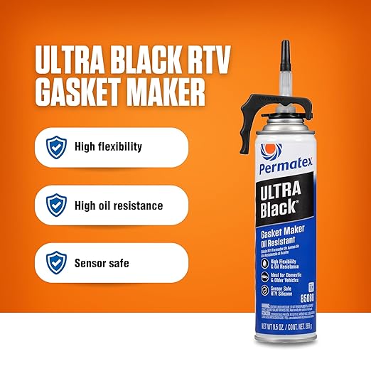 Permatex 85080 Ultra Black Maximum Oil Resistance RTV Silicone Gasket Maker, 9.5 oz. PowerBead Can