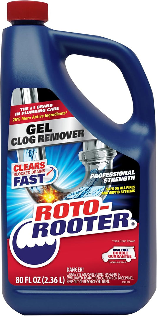 Roto-Rooter 351408 Gel Clog Remover Drain Cleaner, 80 oz