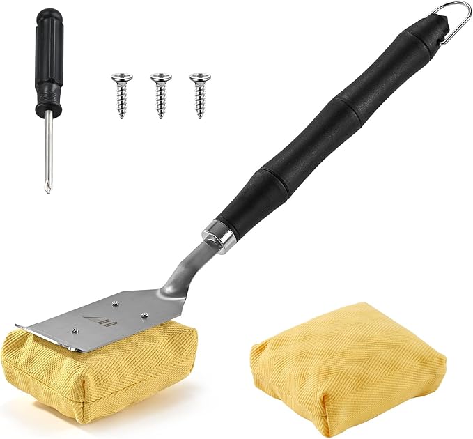 Bristle Free Steam Cleaning Grill Brush,1 Replaceable Head for Any Grate Type - 17” Long Handle w/One-Fit-All Scraper - BBQ Accessories Cleaner for Outdoor Grill - Gifts for Men/Dad