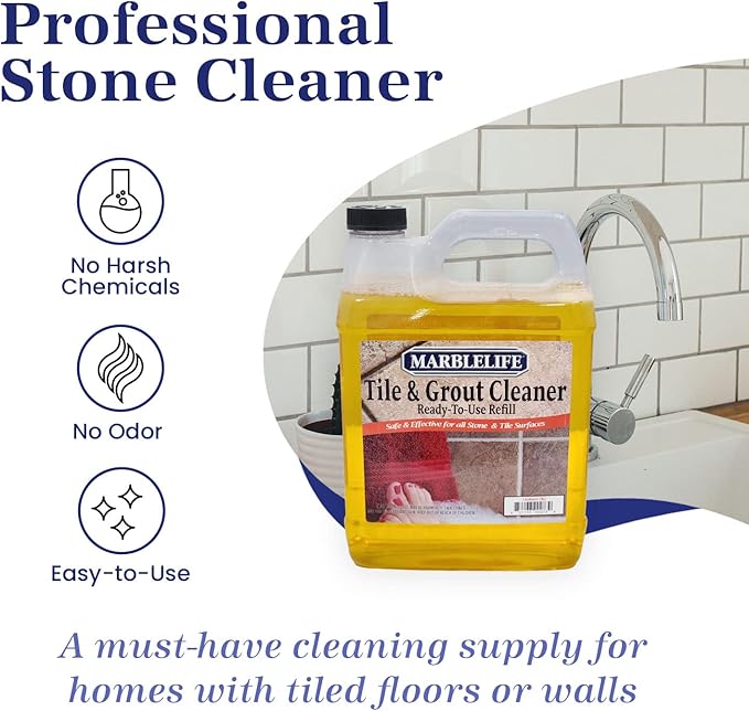 Marblelife Tile & Grout Cleaner - Tile and Grout Cleaner for Floors, Pools, Bathroom Shower, Bath & Other Surfaces, Safe & Effective, Ready-To-Use Refill Gallon