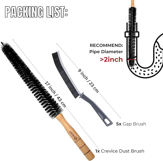 Dryer Lint Brush Vent Trap Cleaner Plus 5PCS Crevice Gap Cleaning Brushes - Refrigerator Condenser Coil Brush & Hard Bristle Crevice Cleaning Tool Kit for Household Use