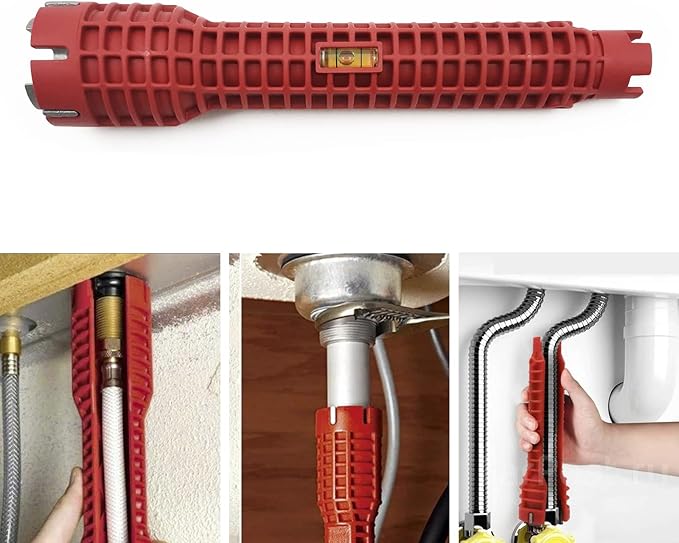 Basin Wrench, Faucet and Sink Installer Tool Multifunctional Plumbing Tool Pipe Extractor for Sink Bathroom Kitchen Toilet Plumbing