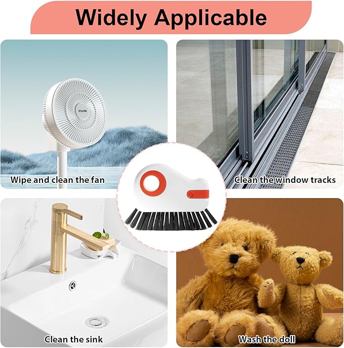 2 Pcs 2 in 1 Window Track Cleaner, Groove Cleaner Brush, Effective Window Sill Cleaner Tool Perfect for Sliding Door Tracks and Glass Door Grooves for Home Bathroom Kitchen Use (2 PCS)