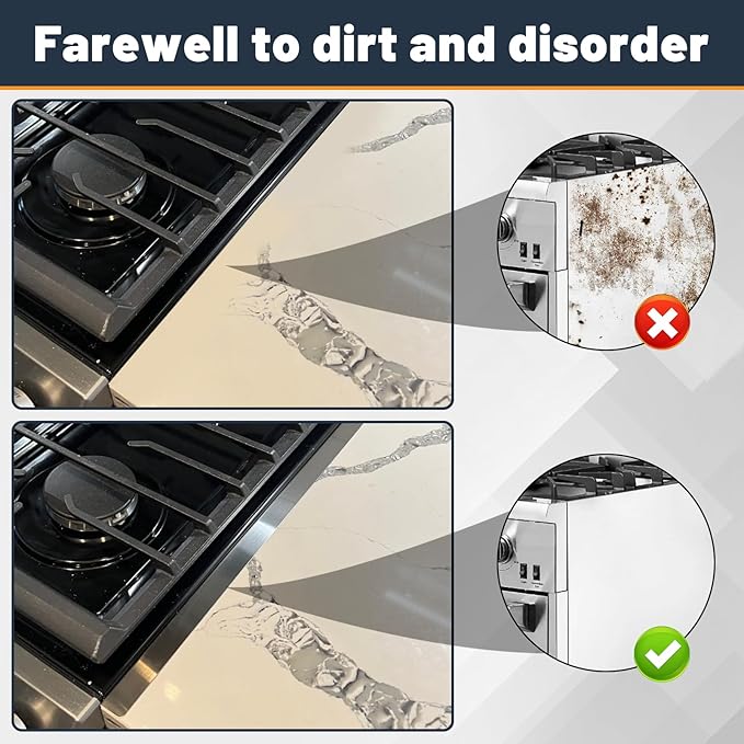 Stove Gap Filler, Stove Gap Covers Stainless Steel, Adjustable 13.8-27.5 in(2 Pack), Heat Resistant, Gas Stove Side Gap Protector, Silver