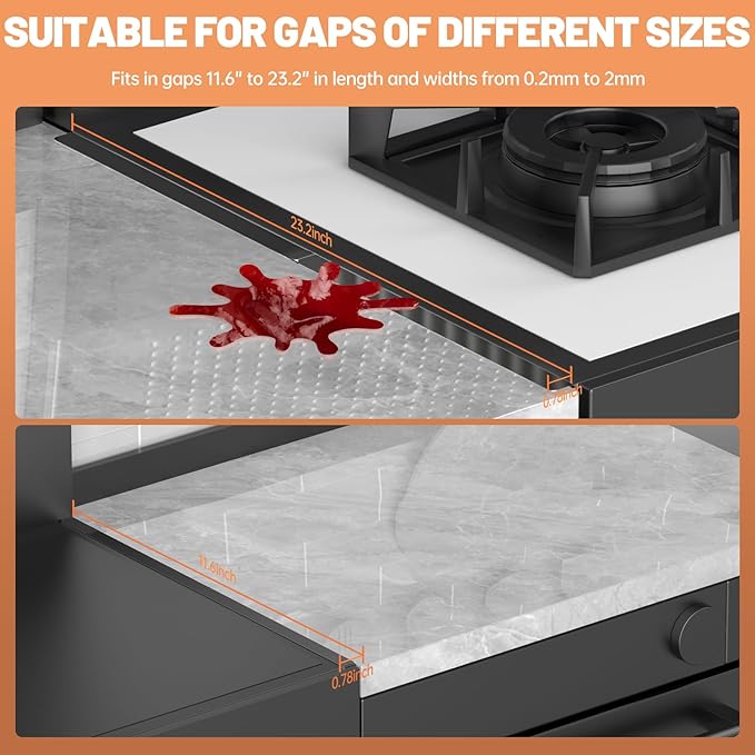Stove Gap Covers 316 Stainless Steel,Stove Gap Filler,Heat-Resistant Oven Side Gap Filler,Between Stove and Counter Slide In Range Trim Kit for Kitchen,4 Pack (11.6” Silver)