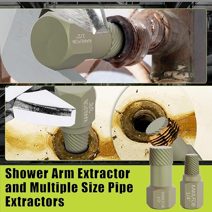 1.5'' Tub Drain Extractor, 8PCS Pipe Nipple Extractor Set with 1-inch Socket, Remove the Old, Broken, Stubborn, Rusted Drain Tub Bathtub Stopper, Strong Grab Plumbing with Storage Case