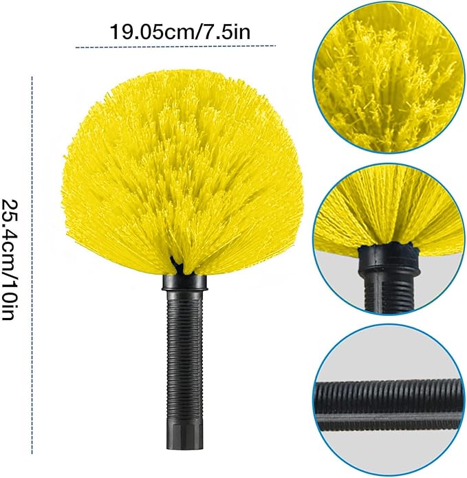Cobweb Duster Brush Head, Spider Web Cleaning Tool, Indoor & Outdoor Use, Fits 3/4 Inch Acme Threaded Poles (Yellow)