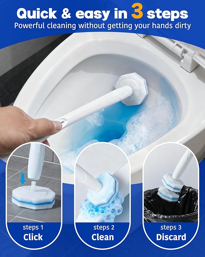 80Pack Toilet Wand Refills Compatible with Clorox Toilet Brushes, Instant Foam Cleaning, Secure Lock No Slipping, Odor Neutralizing, Easy Snap-On Design