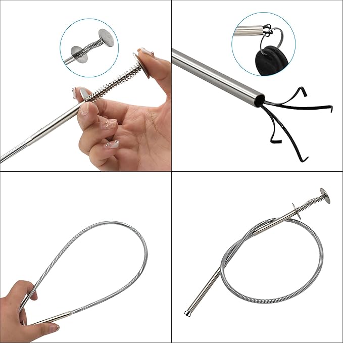 Grabber Tool 4-Claw Picker, Bendable Hose Reacher Pickup, Claw Type Pickup Tool,Flexible Long Handy Reaching Assist Tool for Litter Pick/Home Sink/Drain