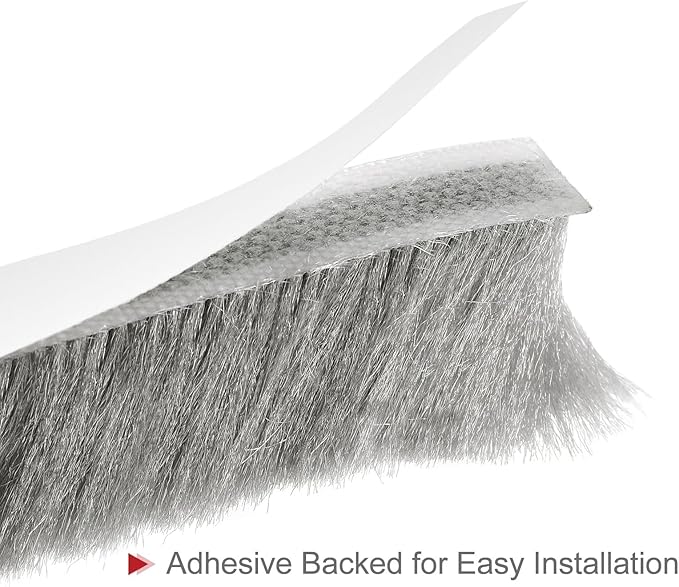 uxcell Weather Stripping Brush, 40ft L x 0.35" W x 0.9" H Self-Adhesive Seal Weatherstrip Sweep Brush Gray for Door Window