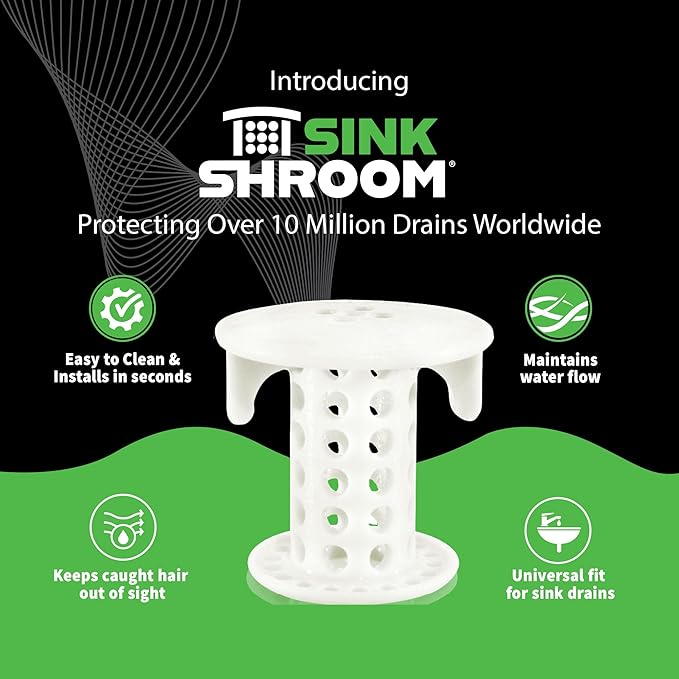SinkShroom The Revolutionary Sink Drain Protector Hair Catcher/Strainer/Snare, White