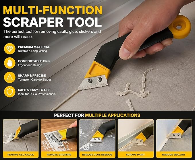Tile Grout Saw, Angled Saw with 7PCS Extra Blades Replacement, Grout Removal Tool for Tile Cleaning and Repair