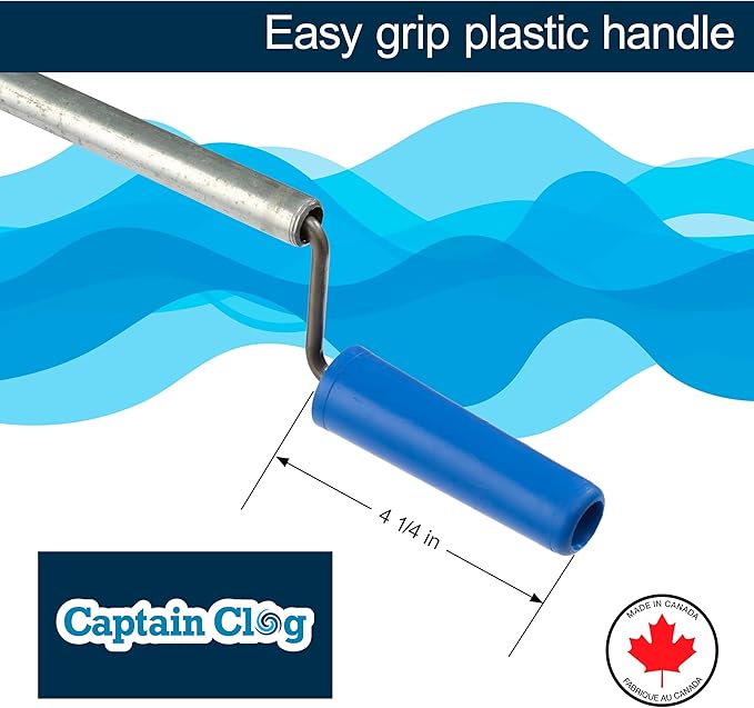 Toilet Auger, Toilet Snake Drain Clog Remover Tool, Drain Cleaning Tool 3/8"" x 64.75"" - Durable, Rust-Resistant & Multi-Size for Household Clogs (338), Blue, Silver