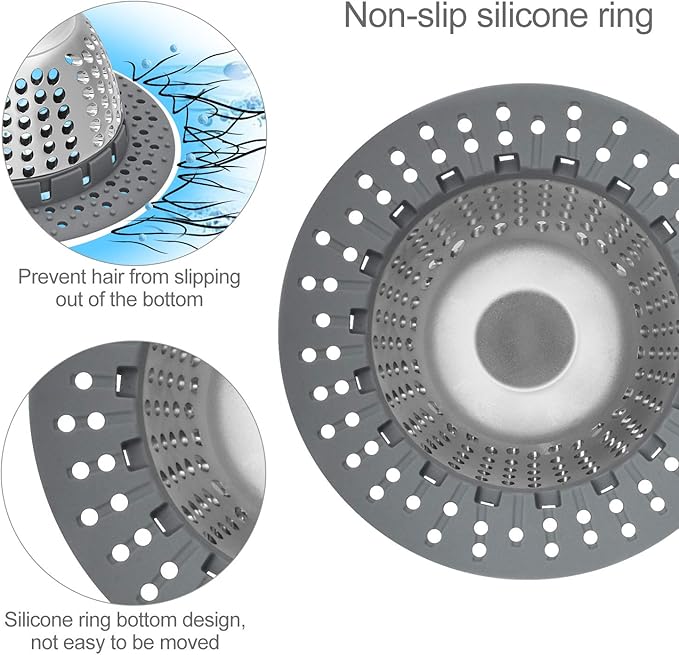 LEKEYE Drain Hair Catcher/Bathtub Drain Cover/Drain Protector for Pop-Up & Regular Drains(Patented Product)