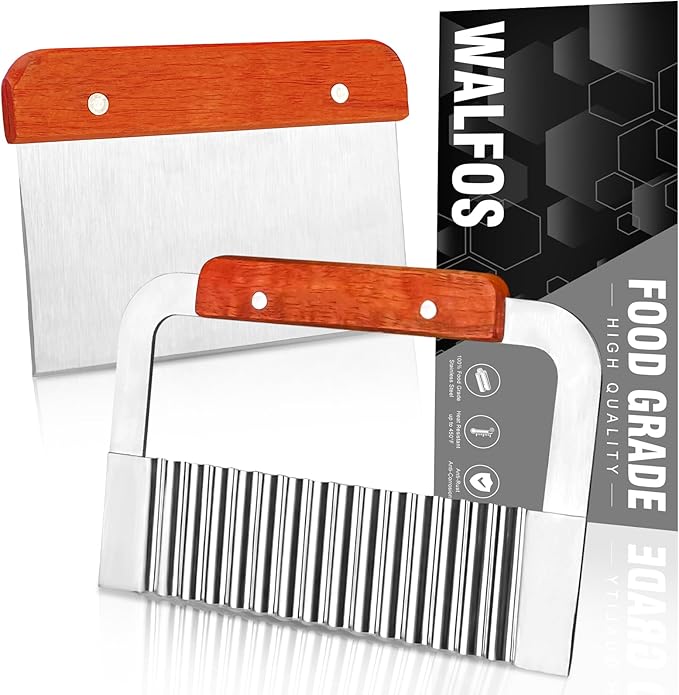 Walfos Stainless Steel Wavy & Straight Soap Mold Loaf Cutters, 2 Packs Soap Cutter for Soap, Garnish, Potato, Vegetable & Cake, Silver