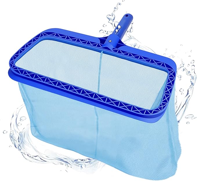Pool Skimmer Net, Professional Swimming Pool Leaf Skimmer with Heavy Duty Frame, Fine Nylon Flat Mesh for Fast Debris Cleaning, for Above Ground & In-Ground Pools
