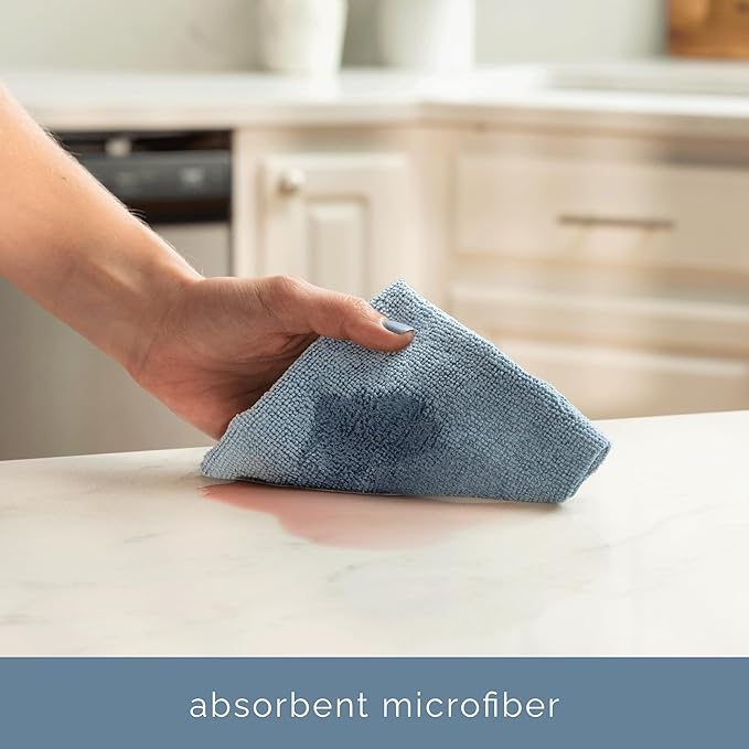 S&T INC. 100 Pack Microfiber Cleaning Cloth, Edgeless Bulk Towels for Home, Reusable Microfiber Towels for Cars, Cleaning Rags, Assorted Blue and Grey, 11.5 Inches x 11.5 Inches, 100 Count