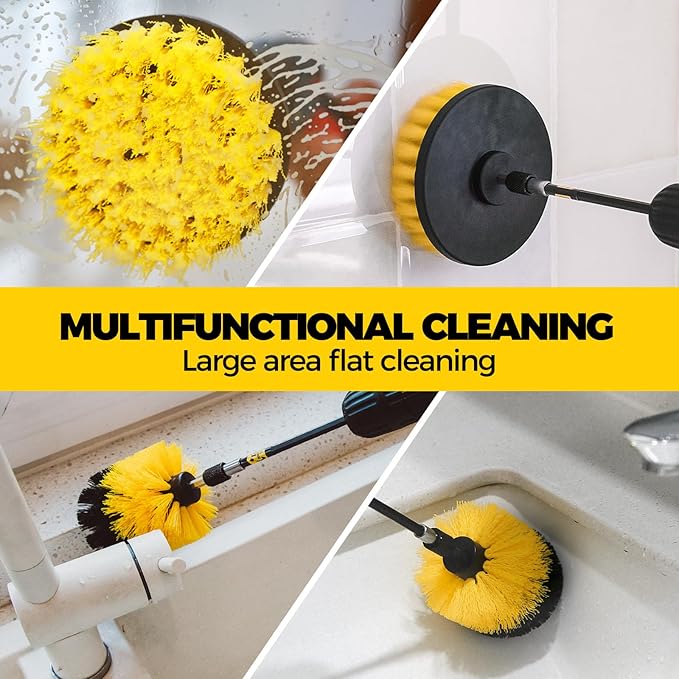 Holikme 6Pack Drill Brush ，Extended Long Attachment Set All Purpose for Crevice Cleaning Brush,Bathroom, Grout, Floor, Tub, Shower, Tile, Kitchen and Car，Corner