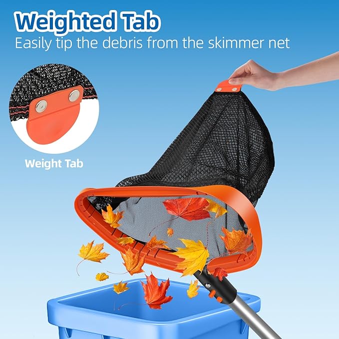 20.5'' Extra-Large Pool Net, Pool Skimmer Net with Double-Layer Netting Bag, Aluminum Frame, Deep Nylon Large Capacity Pool Cleaning Net, Leaf Skimmer Rake for Above Ground & In-ground Pools (No Pole)