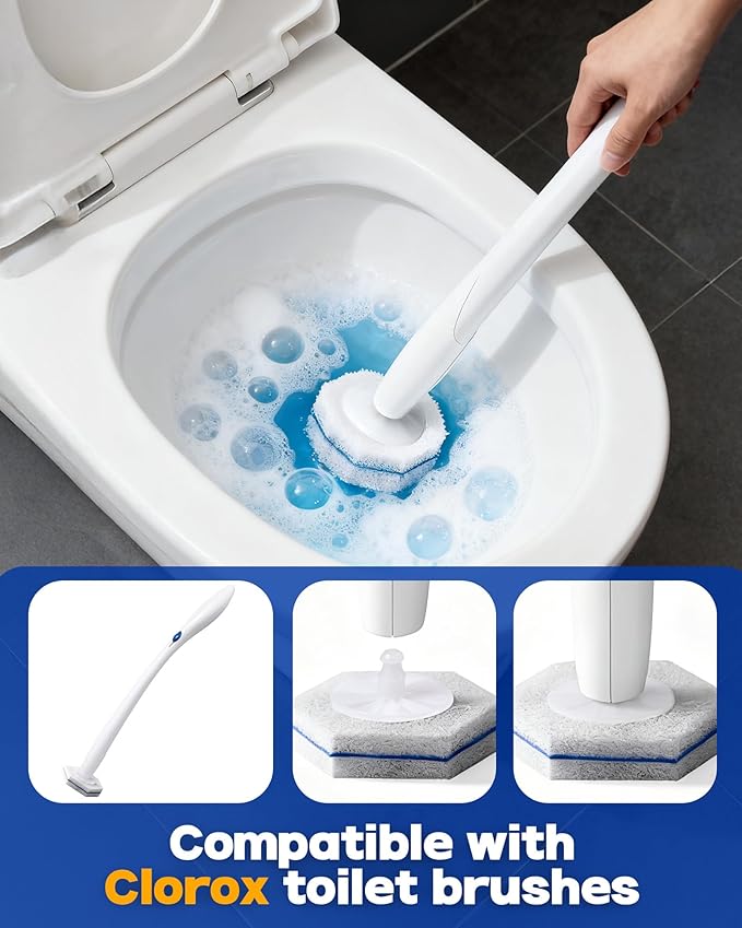 100 Pack Toilet Wand Refills Compatible with Clorox, Instant Foam Cleaning, Secure Lock No Slipping, Odor Neutralizing, Easy Snap-On Design