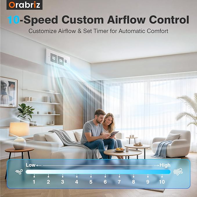 AC Vent Booster Fan 6" x 12" Register, Heavy-Duty 10-Speed Air Booster Fan with Thermostat Control, Remote & LCD Display, Aroma Pad Slot, Fixes Uneven Heating & Cooling in Large Rooms