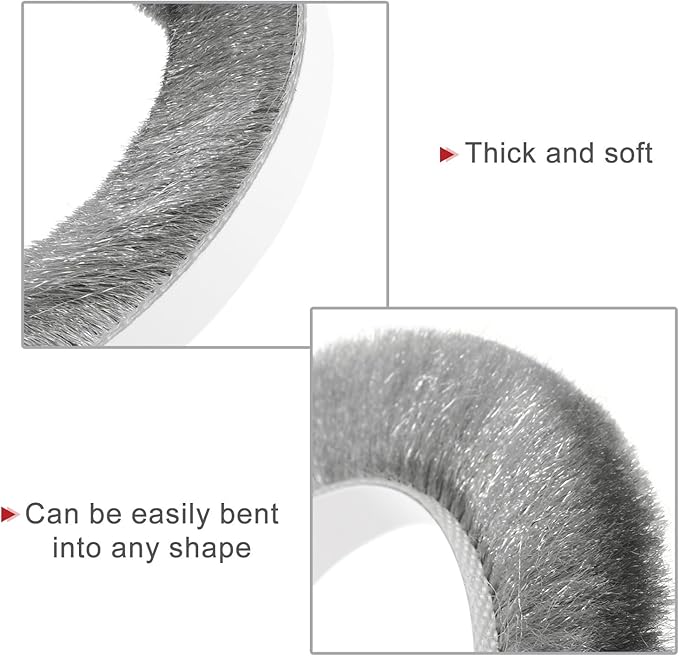 uxcell Weather Stripping Brush, 20ft L x 0.35" W x 0.6" H Self-Adhesive Seal Weatherstrip Sweep Brush Gray for Door Window
