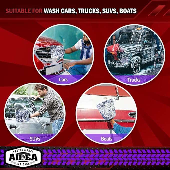 AIDEA Car Wash Mitt Microfiber, 2PK Scratch Free Lint-Free, Wheel Cleaner Mitts, Extra Plush Premium Microfiber Mitt Car Wash Brush, Regular Size 7.12''X10.14''
