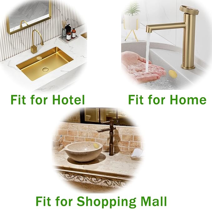 2 Pcs Bathroom Sink Overflow Cover Basin Trim Brass Insert in Hole Round Caps Brushed Nickel Vanity Ceramic Vessel Kitchen Replacement Dual Layer Insert Sink Basin Overflow Trim Ring (Gold)