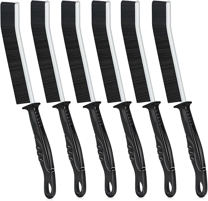 Crevice Cleaning Brush, 6Pcs Hard Bristle Multifunctional Gap Cleaning Brush Tool, Bathroom Gap Brush for Deep Cleaning Kitchen,Grout, Sink, Corners, Tight Spaces-Black